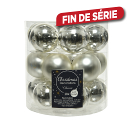 Boule de Noël en verre argentée Ø 4 cm 18 pièces DECORIS