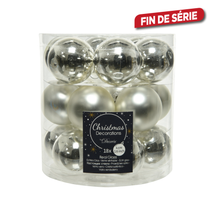 Boule de Noël en verre argentée Ø 4 cm 18 pièces DECORIS