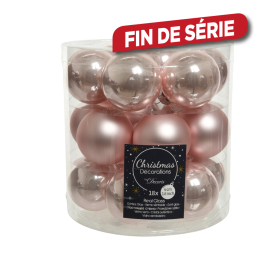 Boule de Noël en verre rose poudré Ø 4 cm 18 pièces DECORIS