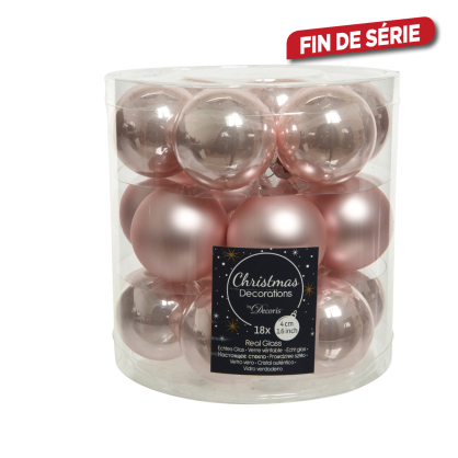 Boule de Noël en verre rose poudré Ø 4 cm 18 pièces DECORIS