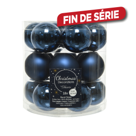 Boule de Noël en verre bleu nuit Ø 4 cm 18 pièces DECORIS