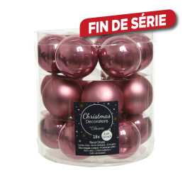 Boule de Noël en verre vieux rose Ø 4 cm 18 pièces DECORIS