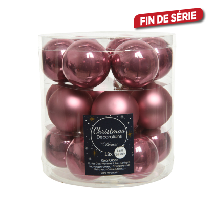 Boule de Noël en verre vieux rose Ø 4 cm 18 pièces DECORIS