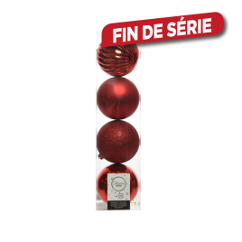 Boule de Noël incassable rouge Ø 10 cm 4 pièces DECORIS