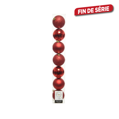 Boule de Noël incassable rouge Ø 8 cm 7 pièces DECORIS