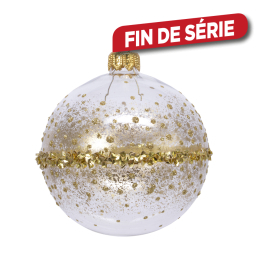 Boule de Noël en verre avec paillettes transparente Ø 8 cm DECORIS