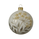 Boule de Noël en verre avec feuilles blanc laine Ø 8 cm DECORIS