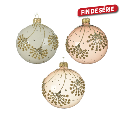 Boule de Noël en verre avec branches Ø 8 cm DECORIS