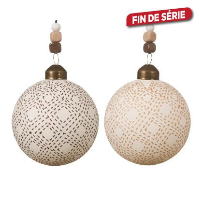 Boule de Noël en verre avec losanges Ø 8 cm 3 pièces DECORIS