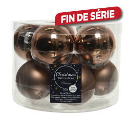 Boule de Noël en verre brun noix Ø 6 cm 10 pièces DECORIS