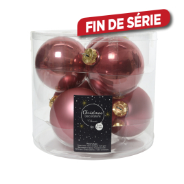 Boule de Noël en verre vieux rose Ø 8 cm 6 pièces DECORIS