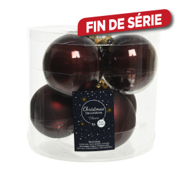 Boule de Noël en verre acajou Ø 8 cm 6 pièces DECORIS