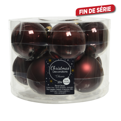 Boule de Noël en verre acajou Ø 6 cm 10 pièces DECORIS