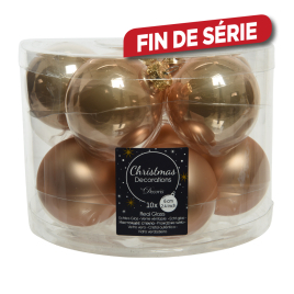 Boule de Noël en verre caramel Ø 6 cm 10 pièces DECORIS