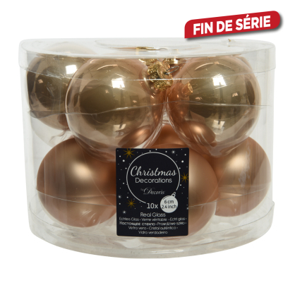 Boule de Noël en verre caramel Ø 6 cm 10 pièces DECORIS