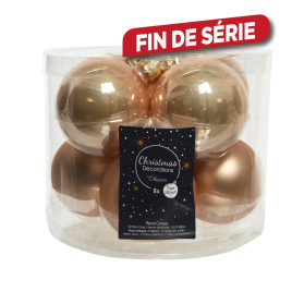 Boule de Noël en verre caramel Ø 7 cm 8 pièces DECORIS