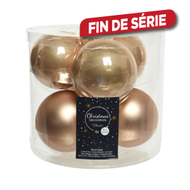 Boule de Noël en verre caramel Ø 8 cm 6 pièces DECORIS