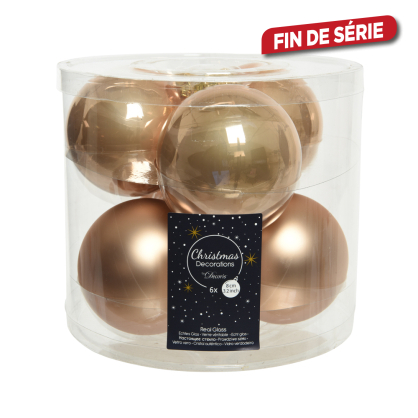 Boule de Noël en verre caramel Ø 8 cm 6 pièces DECORIS