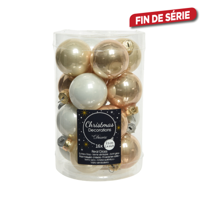 Set de boules de Noël en verre perle Ø 3,5 cm 16 pièces DECORIS