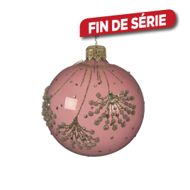 Boule de Noël en verre avec berces vieux rose Ø 8 cm DECORIS