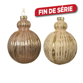 Boule de Noël en verre effet vielli Ø 8 cm 2 pièces DECORIS