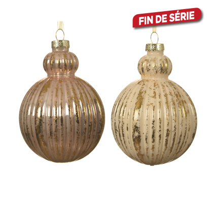 Boule de Noël en verre effet vielli Ø 8 cm 2 pièces DECORIS