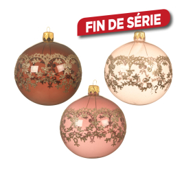 Boule de Noël en verre avec dentelle Ø 8 cm DECORIS