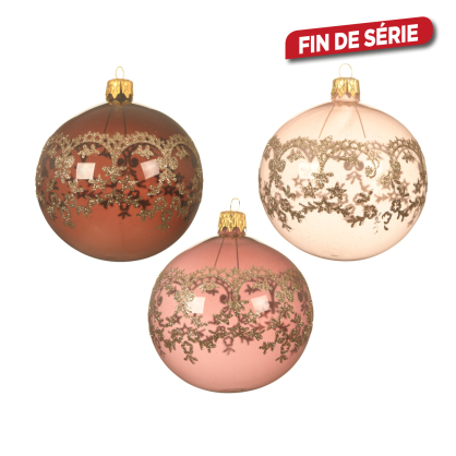 Boule de Noël en verre avec dentelle Ø 8 cm DECORIS