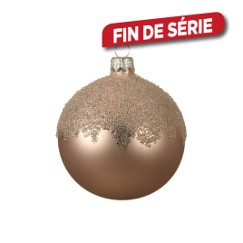 Boule de Noël en verre avec paillettes rose poudré Ø 8 cm DECORIS