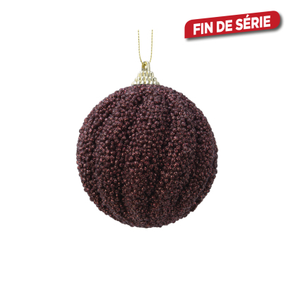 Boule de Noël en mousse avec paillettes acajou Ø 8 cm DECORIS