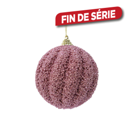 Boule de Noël en mousse avec paillettes vieux rose Ø 8 cm DECORIS