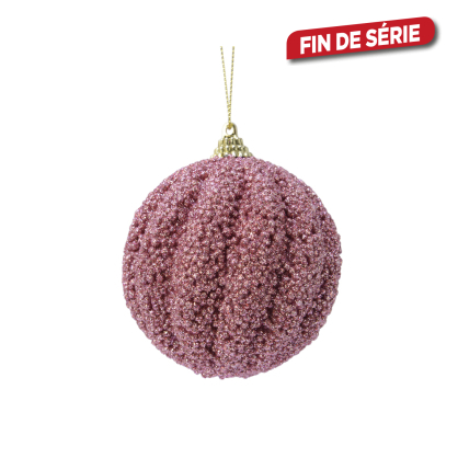 Boule de Noël en mousse avec paillettes vieux rose Ø 8 cm DECORIS