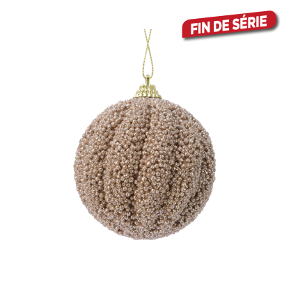 Boule de Noël en mousse avec paillettes caramel Ø 8 cm DECORIS