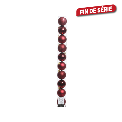 Boule de Noël incassable bordeaux Ø 6 cm 10 pièces DECORIS