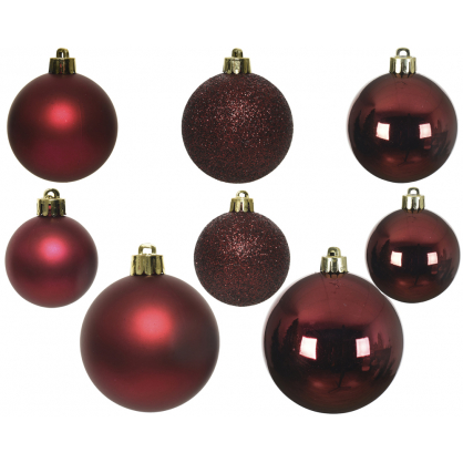 Set de boules de Noël bordeaux Ø 6 - 10 cm 26 pièces DECORIS