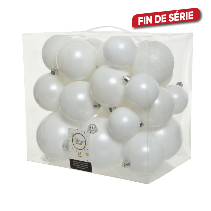 Set de boules de Noël blanc d'hiver Ø 6 - 10 cm 26 pièces DECORIS