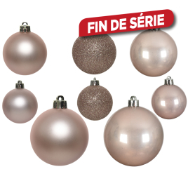 Set de boules de Noël rose poudré Ø 6 - 10 cm 26 pièces DECORIS