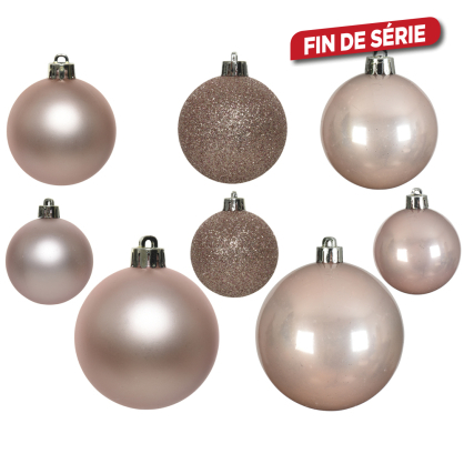 Set de boules de Noël rose poudré Ø 6 - 10 cm 26 pièces DECORIS