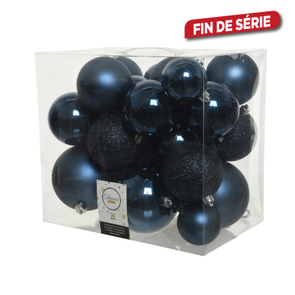 Set de boules de Noël bleu nuit Ø 6 - 10 cm 26 pièces DECORIS