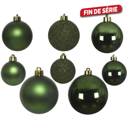 Set de boules de Noël vert pin Ø 6 - 10 cm 26 pièces DECORIS