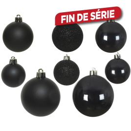 Set de boules de Noël noir Ø 6 - 10 cm 26 pièces DECORIS