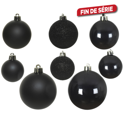 Set de boules de Noël noir Ø 6 - 10 cm 26 pièces DECORIS