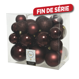 Set de boules de Noël acajou Ø 6 - 10 cm 26 pièces DECORIS