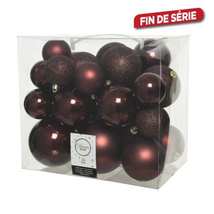 Set de boules de Noël acajou Ø 6 - 10 cm 26 pièces DECORIS