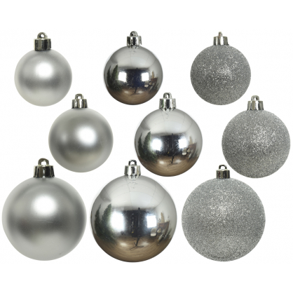 Set de boules de Noël argenté Ø 6 - 10 cm 26 pièces DECORIS