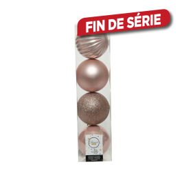 Set de boules de Noël rose poudré Ø 10 cm 4 pièces DECORIS