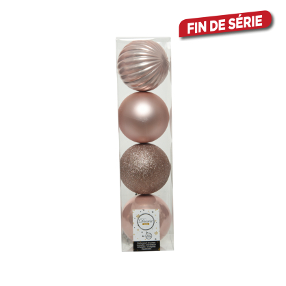 Set de boules de Noël rose poudré Ø 10 cm 4 pièces DECORIS