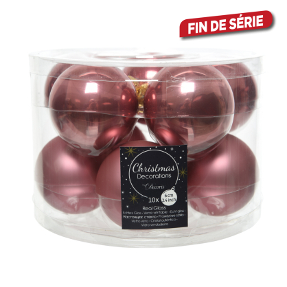 Boule de Noël en verre vieux rose Ø 6 cm 10 pièces DECORIS