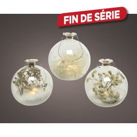 Boule de Noël en verre avec LED blanc chaud Ø 10 cm LUMINEO