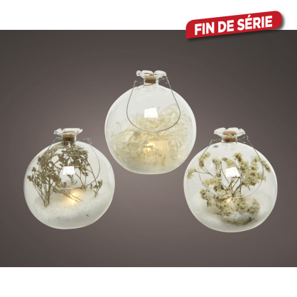 Boule de Noël en verre avec LED blanc chaud Ø 10 cm LUMINEO